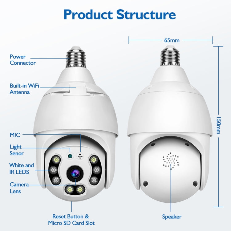 DP18 3.0MP Smart WiFi 1080P HD Outdoor Network Light Bulb Camera, Support Infrared Night Vision & Motion Detection & TF Card, DP18 DP18 3.0MP Smart WiFi 1080P HD Outdoor Network Light Bulb Camera, Support Infrared Night Vision & Motion Detection & TF Card, DP18